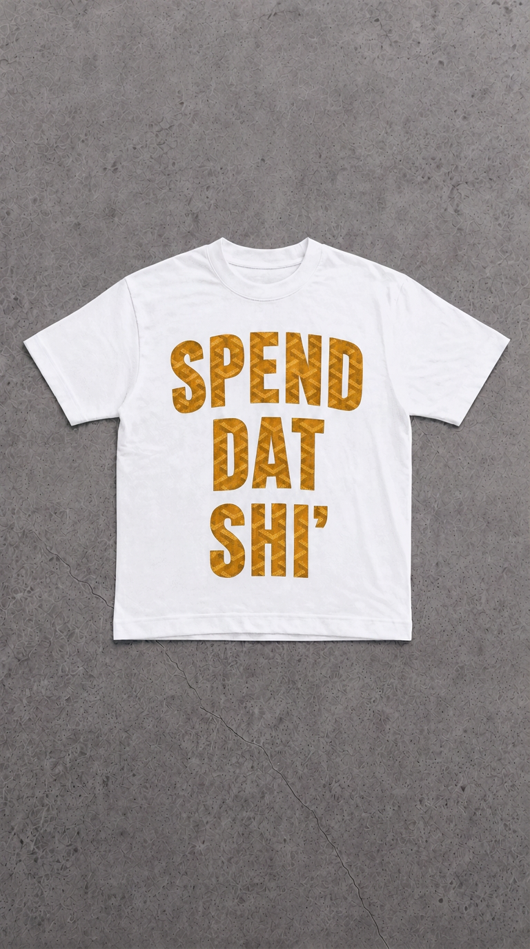 T-SHIRT SPEND DAT SHI' Wite/Yellow
