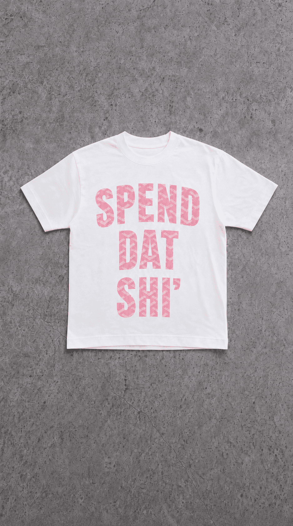T-SHIRT SPEND DAT SHI' Wite/Pink
