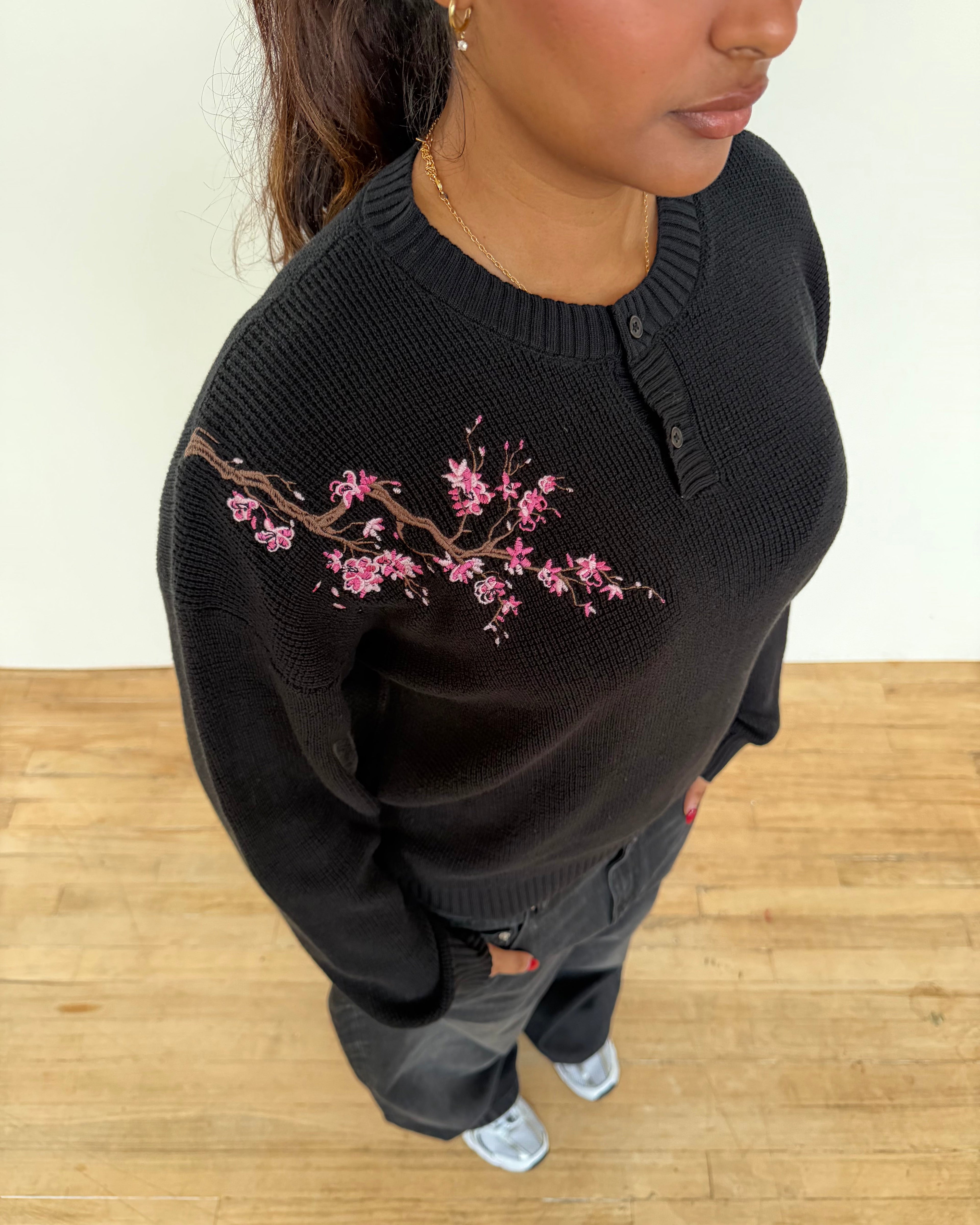 Cherry Blossom Henley Knit